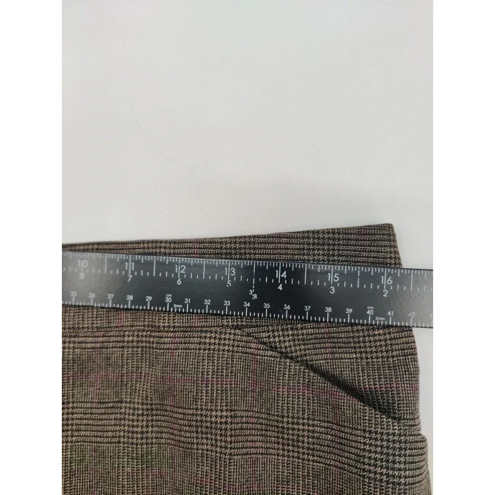 ANTONIO MELANI Women's Plaid Wide Pants Brown Viscose Polyester‎ Blend Size 8